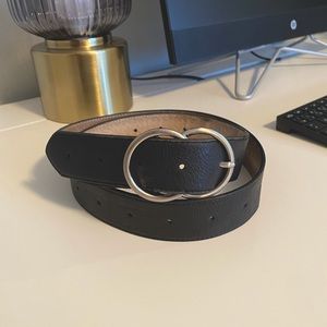 Leather Double Circle Buckle Belt